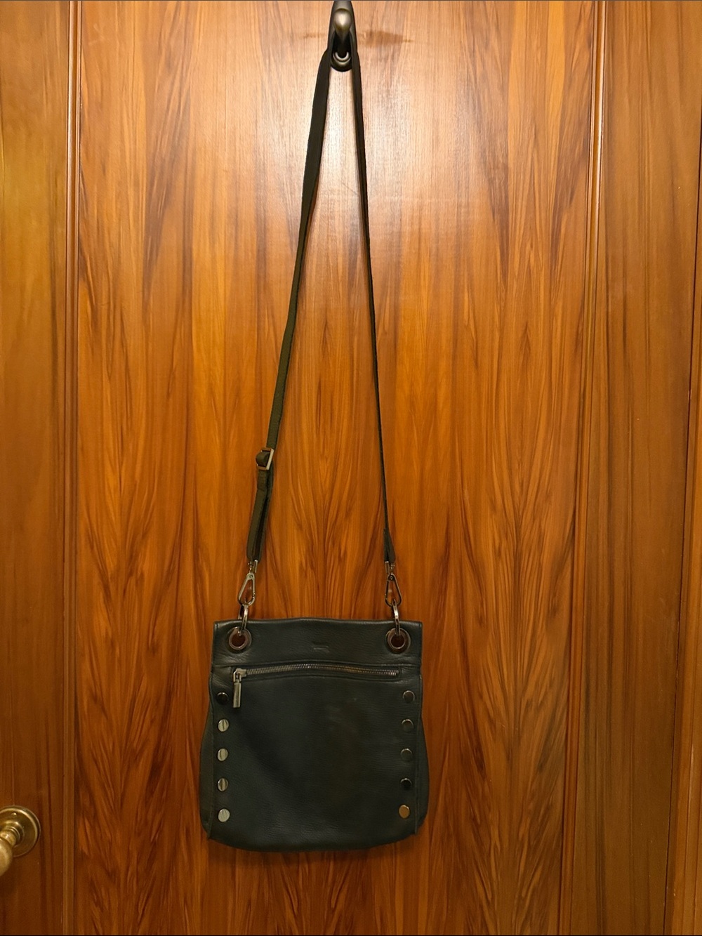Hammitt Tony medium Black Leather Crossbody Bag with silver Stud detail